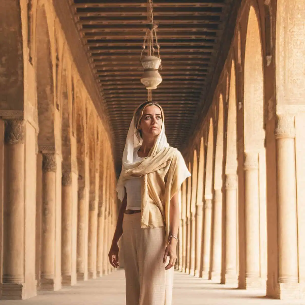 about-me-home A portrait of Lucy in the Mosque of Ibn Tulun in Cairo.