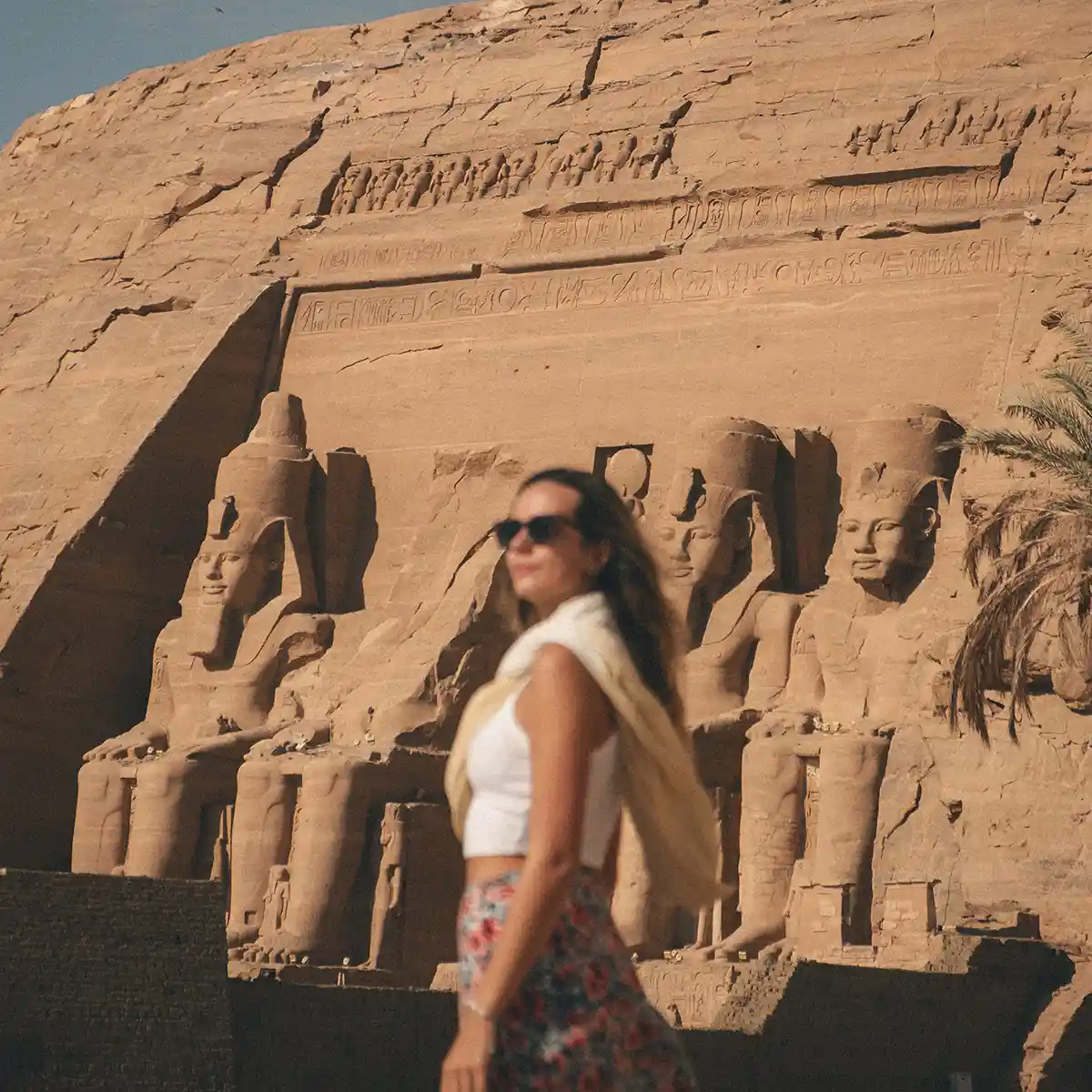 lucy-abu-simbel-home Lucy standing in front of the main Abu Simbel Temple.
